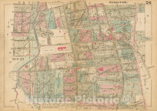 Historic Map : Atlas City of Syracuse, NY and Suburbs, Syracuse 1924 Plate 026 , Vintage Wall Art