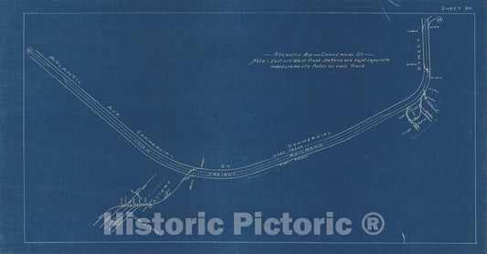 Historic Map : Boston Elevated Railway Track Plans, Boston 1936 Plate 034 , Vintage Wall Art