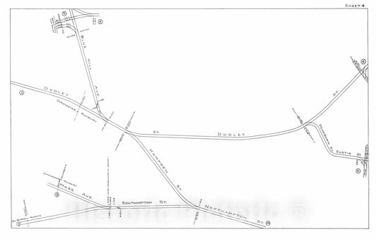 Historic Map : Boston Elevated Railway Track Plans, Roxbury 1899-1915 Plate 004 , Vintage Wall Art