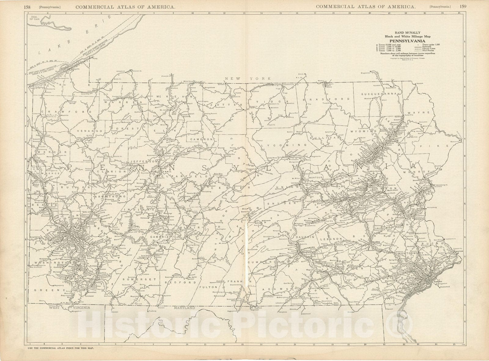 Historic Map : Pennsylvania 1925 , v3, Vintage Wall Art