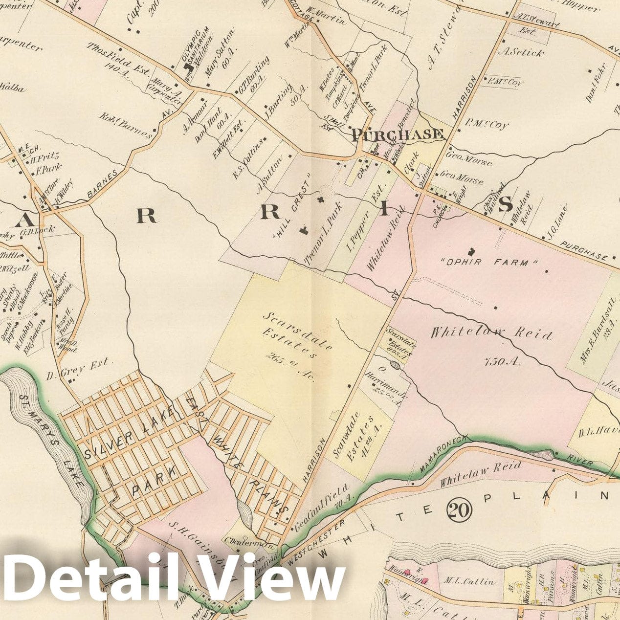 Historic Map : Atlas of Westchester County, Harrison & Rye 1901 Plate 027 , Vintage Wall Art