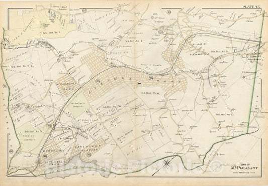 Historic Map : Atlas of Westchester County, Mount Pleasant 1901 Plate 045 , Vintage Wall Art