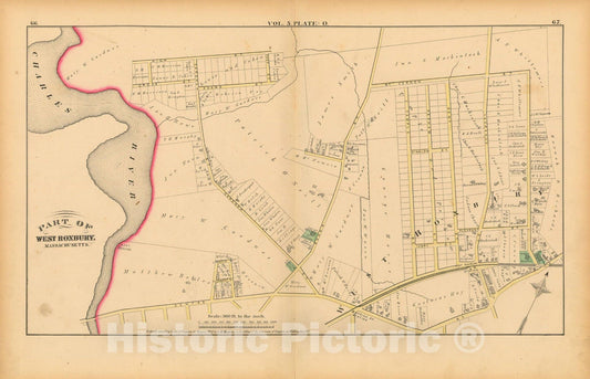 Historic Map : Atlas of County of Suffolk, MA, Vol. 5th, West Roxbury 1874 Plate O , Vintage Wall Art