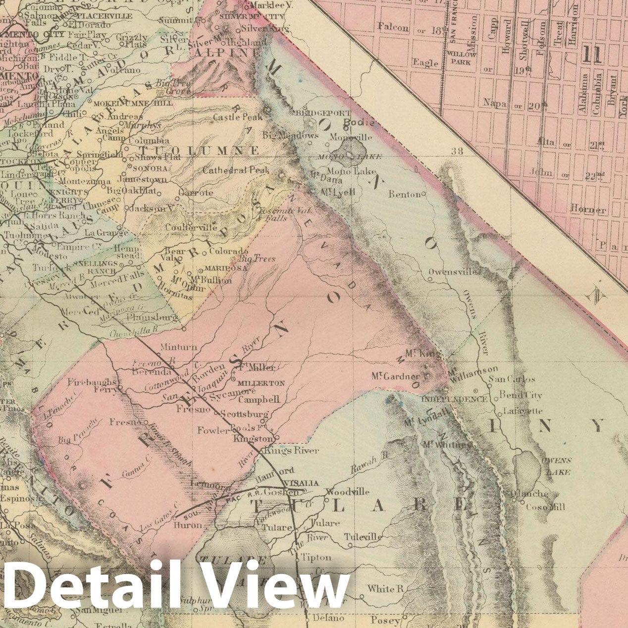 Historic Map : California 1882 , Mitchell's New General Atlas , Vintage Wall Art