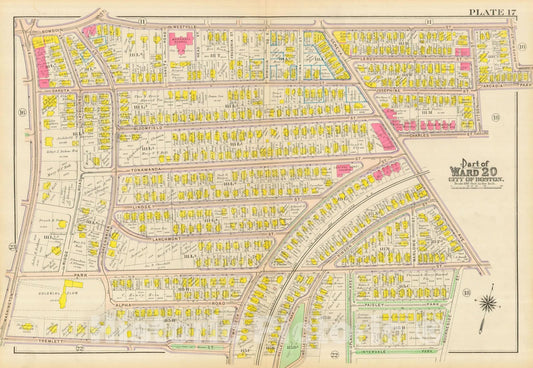 Historic Map : Atlas City of Boston, Dorchester, Dorchester 1910 Plate 017 , Vintage Wall Art