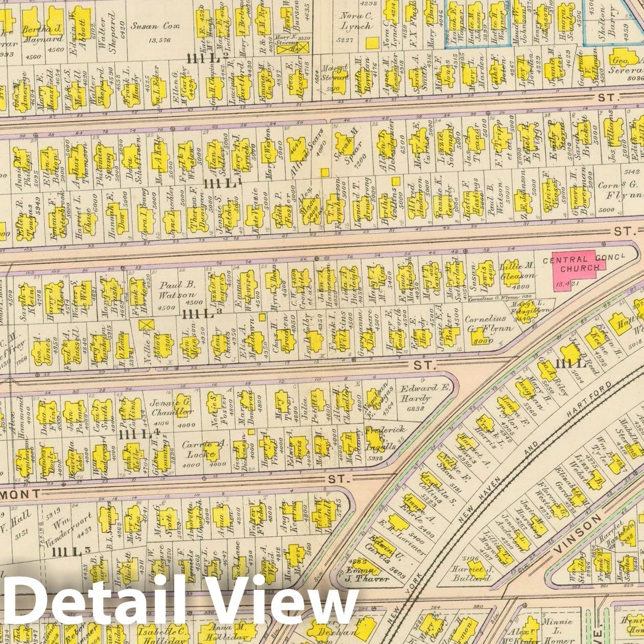 Historic Map : Atlas City of Boston, Dorchester, Dorchester 1910 Plate 017 , Vintage Wall Art