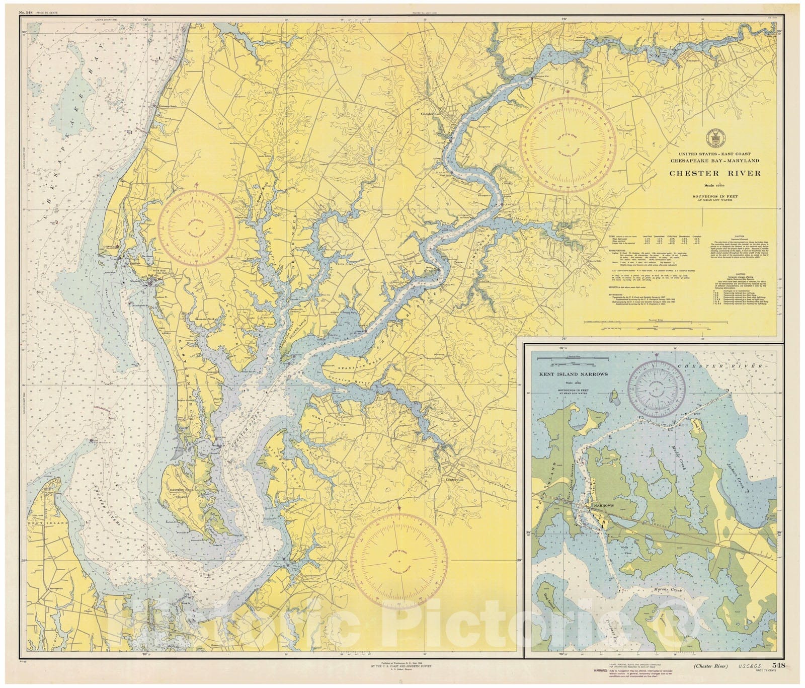 Historic Map : Coastal Charts - Chesapeake Bay MD: Chester River 1948 , Vintage Wall Art