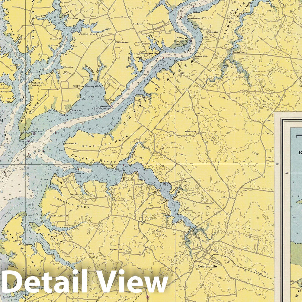 Historic Map : Coastal Charts - Chesapeake Bay MD: Chester River 1948 , Vintage Wall Art