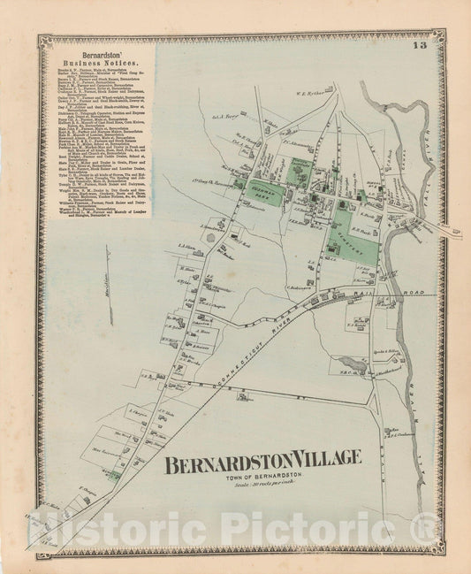 Historic Map : Atlas of Franklin Co. Massachusetts, Bernardston 1871 , Vintage Wall Art