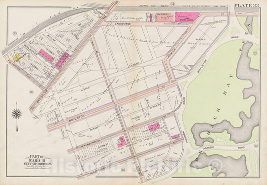 Historic Map : Atlas City of Boston: Boston Proper and Back Bay, Boston 1908 Plate 033 , Vintage Wall Art