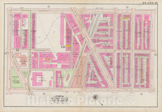Historic Map : Atlas City of Boston: Boston Proper and Back Bay, Boston 1908 Plate 019 , Vintage Wall Art