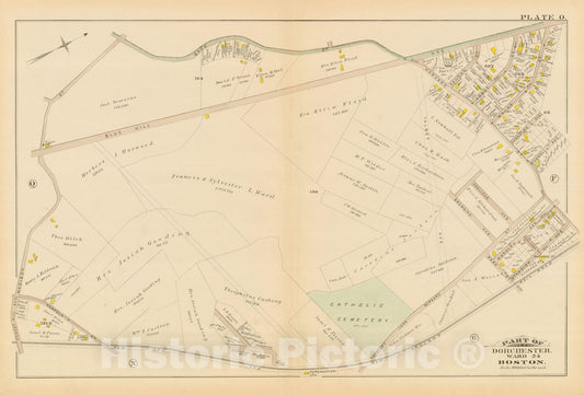 Historic Map : Atlas of Dorchester, Dorchester 1884 Plate O , Vintage Wall Art