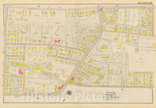 Historic Map : Atlas City of Boston, Dorchester, Dorchester 1918 Plate 030 , Vintage Wall Art