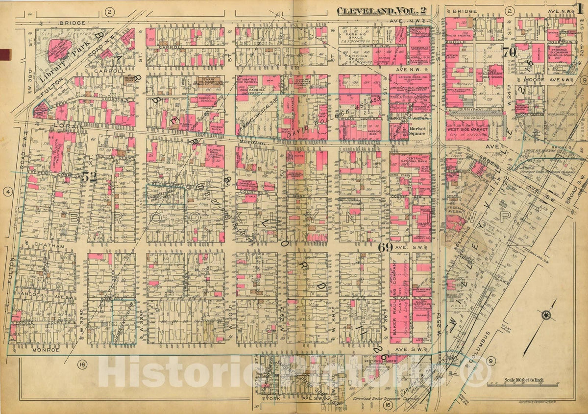 Historic Map : Atlas City of Cleveland, Vol. 2, Cleveland 1937 Plate 001 , Vintage Wall Art