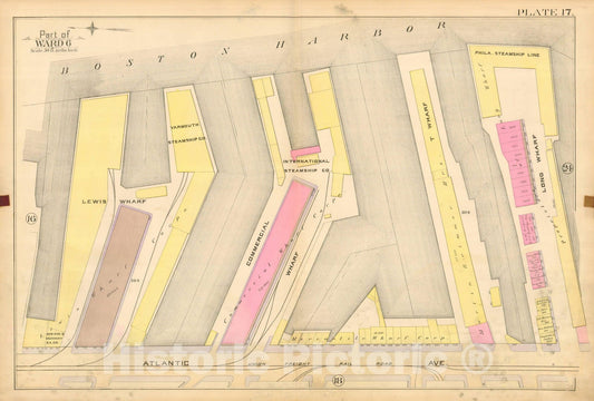 Historic Map : Atlas City of Boston, City Proper, Vol. I, Boston 1888 Plate 017 , Vintage Wall Art