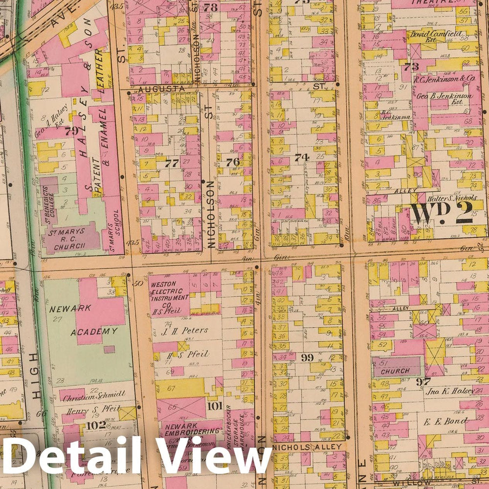 Historic Map : Atlas City of Newark, Newark 1901 Plate 007 , Vintage Wall Art