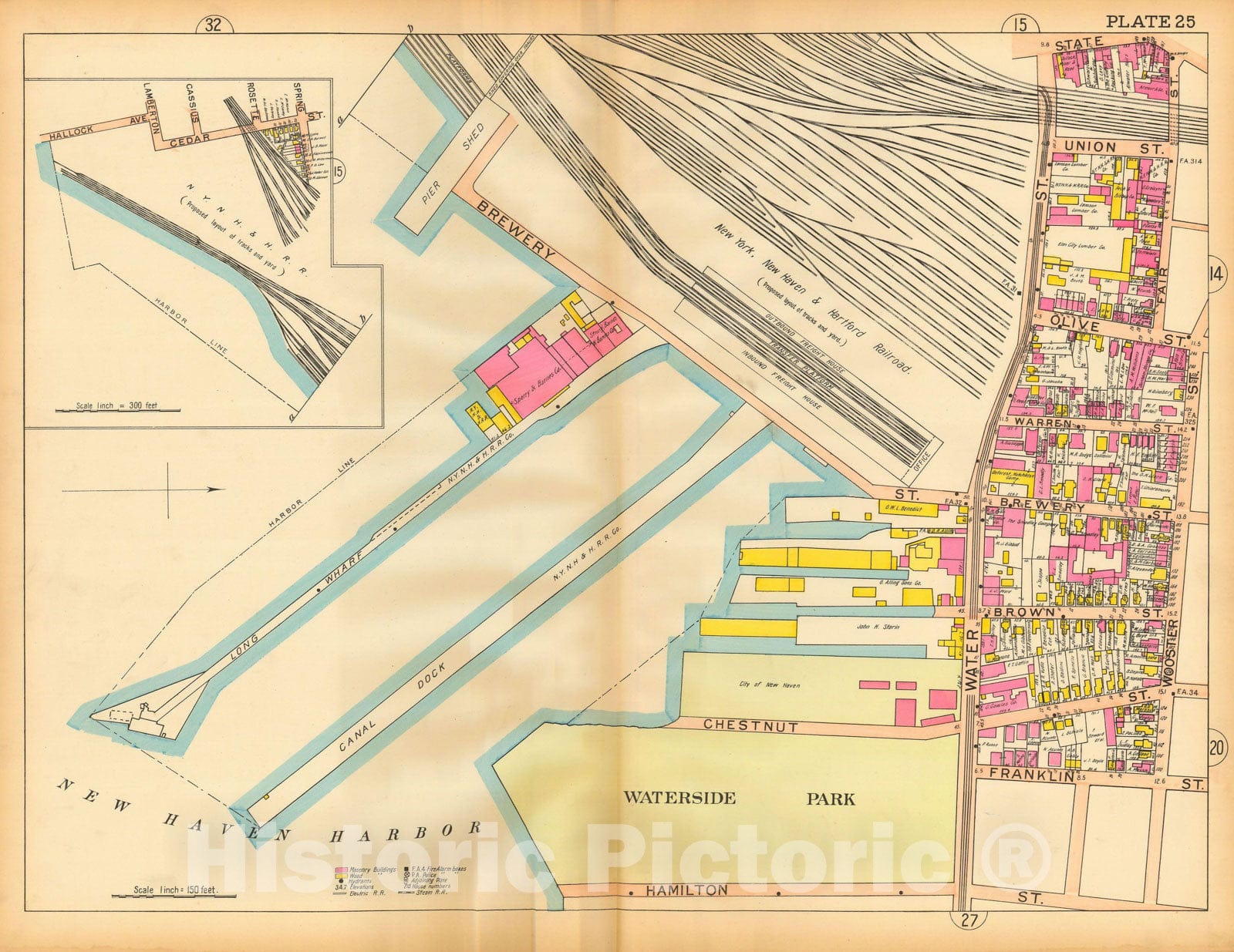 Historic Map : Atlas of New Haven Connecticut, New Haven 1911 Plate 025 , Vintage Wall Art
