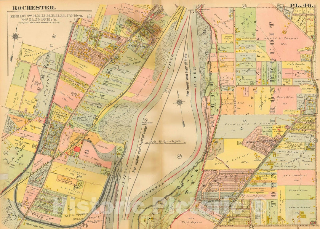 Historic Map : Plat Book of the City of Rochester New York and Vicinity, 1918 Plate 046 , Vintage Wall Art
