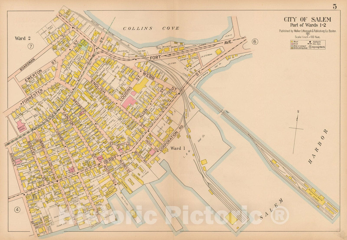 Historic Map : Atlas City of Salem, Salem 1911 Plate 005 , Vintage Wall Art