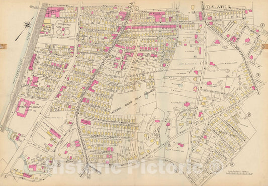 Historic Map : Atlas City of Springfield and the Town of Longmeadow 1920 Plate 005 , Vintage Wall Art
