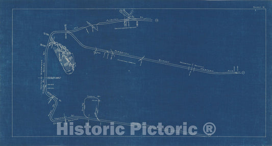 Historic Map : Boston Elevated Railway Track Plans, Newton & Watertown 1936 Plate 012 , Vintage Wall Art
