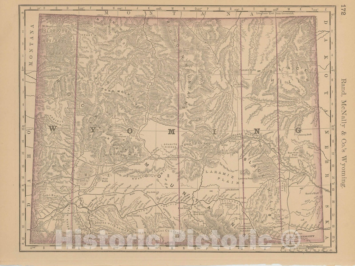 Historic Map : Wyoming 1877 , Business Atlas of the USA , Vintage Wall Art