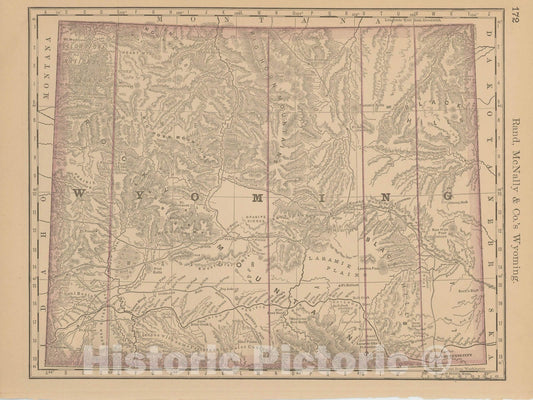 Historic Map : Wyoming 1877 , Business Atlas of the USA , Vintage Wall Art