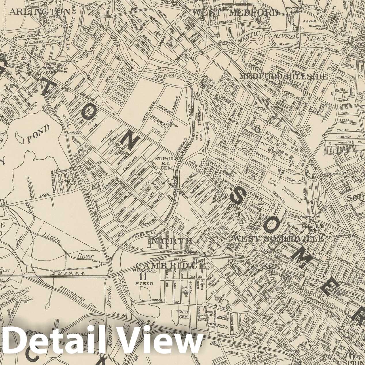 Historic Map : Map of Boston & Suburbs - NW Quad - 1900 , Northeast U.S. State & City Maps , v2, Vintage Wall Art