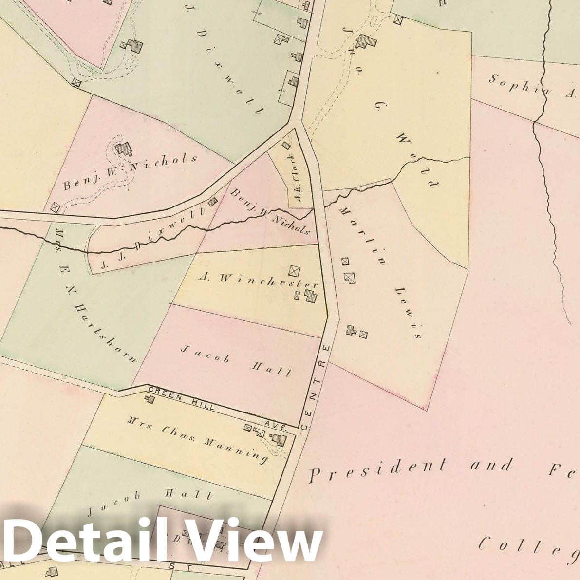 Historic Map : Atlas of County of Suffolk, MA, Vol. 5th, West Roxbury 1874 Plate L , v2, Vintage Wall Art