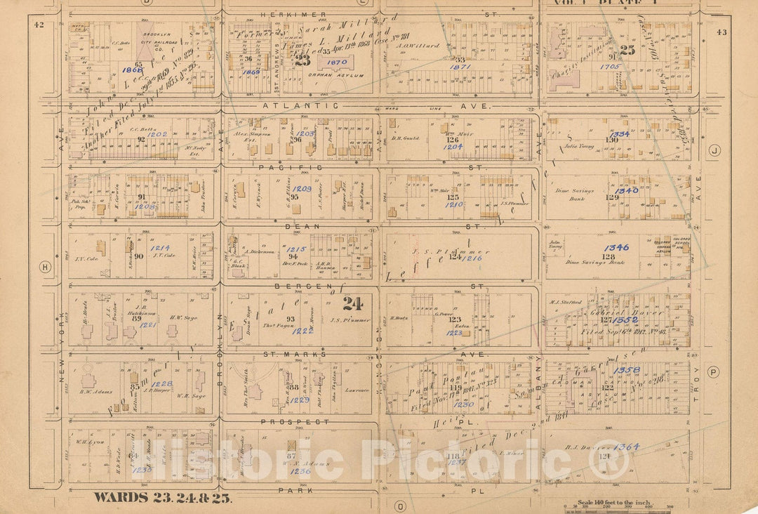 Historic Map : Atlas of Brooklyn Vol. 1, Brooklyn 1880 Plate I , Vintage Wall Art
