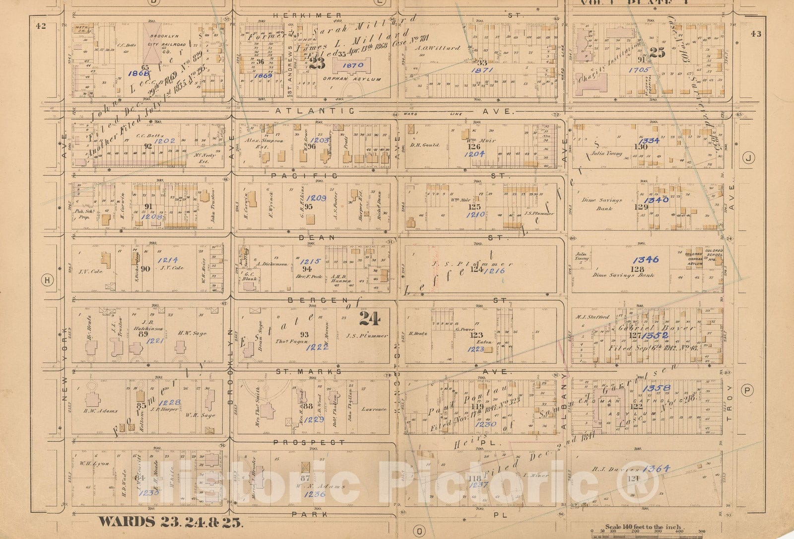 Historic Map : Atlas of Brooklyn Vol. 1, Brooklyn 1880 Plate I , Vintage Wall Art