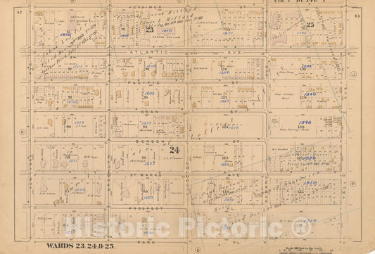 Historic Map : Atlas of Brooklyn Vol. 1, Brooklyn 1880 Plate I , Vintage Wall Art