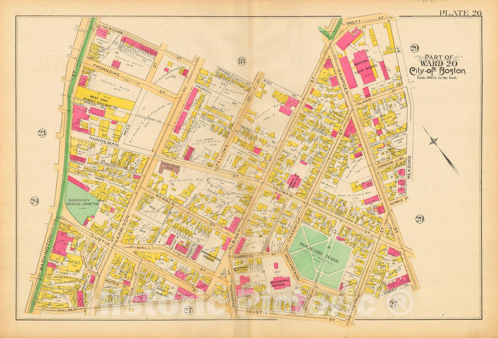 Historic Map : Atlas City of Boston, City Proper and Roxbury, Boston & Roxbury 1890 Plate 026 , Vintage Wall Art