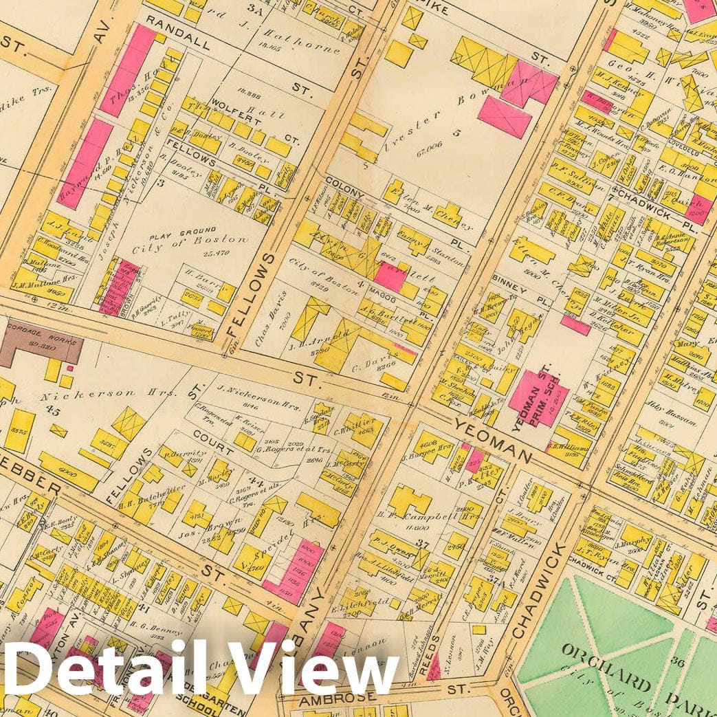 Historic Map : Atlas City of Boston, City Proper and Roxbury, Boston & Roxbury 1890 Plate 026 , Vintage Wall Art