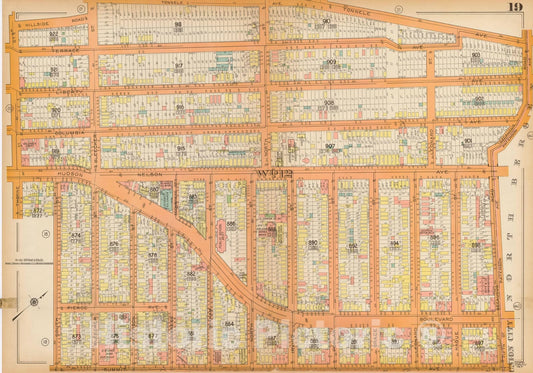 Historic Map : Plat Book of Jersey City, 1928 Plate 019 , Vintage Wall Art