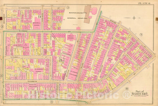 Historic Map : Atlas City of Boston, City Proper, Vol. I, Boston 1888 Plate 006 , Vintage Wall Art