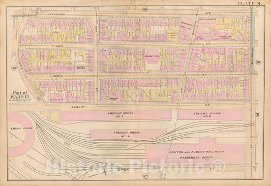 Historic Map : Atlas City of Boston, City Proper, Vol. 2, Boston 1888 Plate 051 , Vintage Wall Art