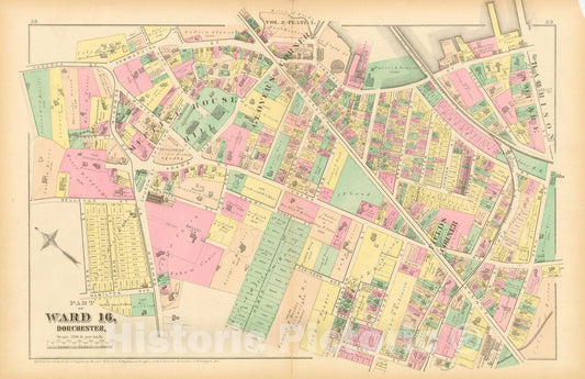 Historic Map : Atlas of County of Suffolk, MA Vol. 3rd, Dorchester 1874 Plate L , v2, Vintage Wall Art