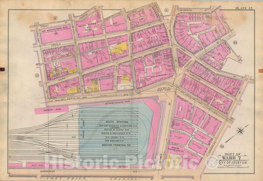 Historic Map : Atlas of Boston Proper, 1898 Plate 012 , Vintage Wall Art