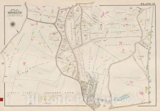 Historic Map : Atlas Town of Brookline, Brookline 1927 Plate 021 , Vintage Wall Art