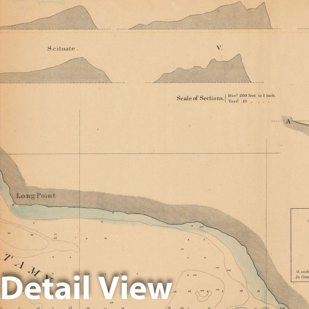 Historic Map : Edgartown & Martha's Vineyard 1871 Topographic Map , Vintage Wall Art