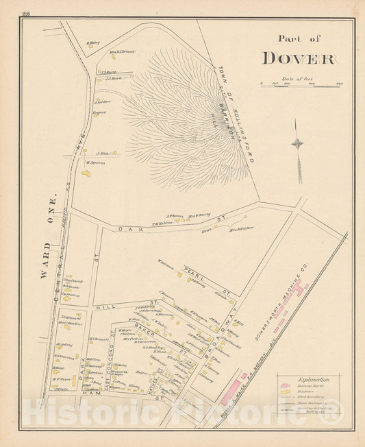Historic Map : Dover 1892 , Town and City Atlas State of New Hampshire , v6, Vintage Wall Art