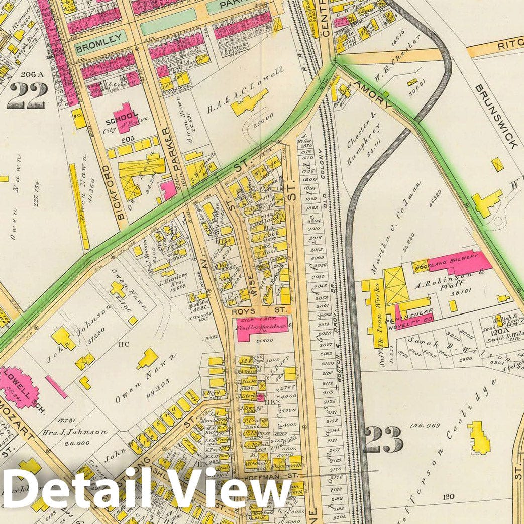 Historic Map : Atlas City of Boston, City Proper and Roxbury, Boston & Roxbury 1890 Plate 035 , Vintage Wall Art