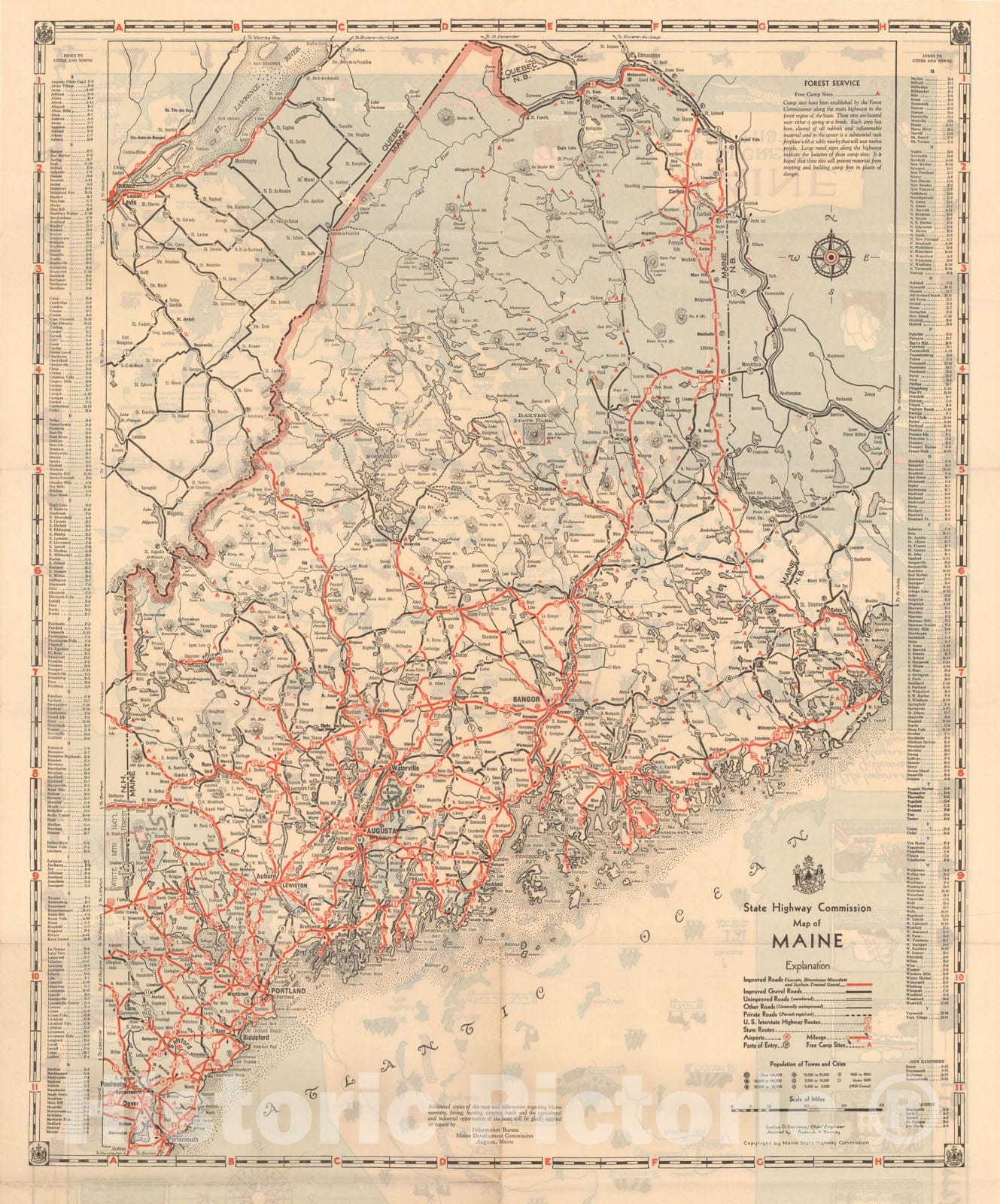 Historic Map : Maine 1935 , Vintage Wall Art