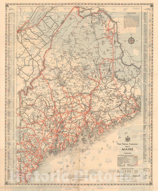 Historic Map : Maine 1935 , Vintage Wall Art