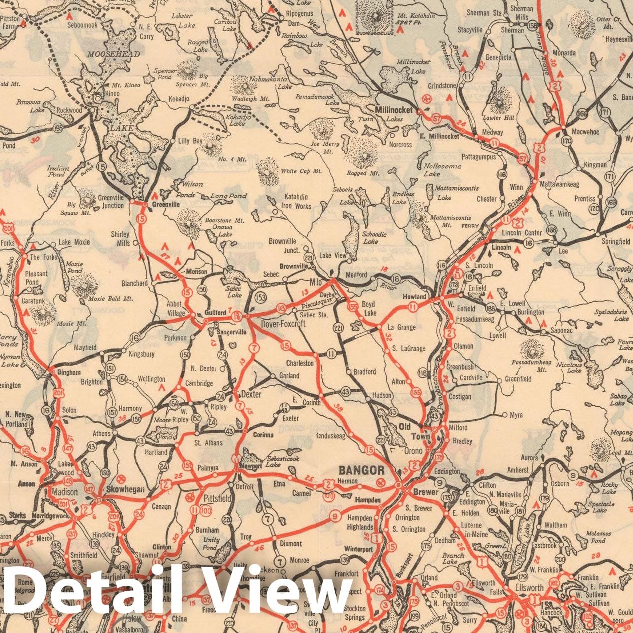 Historic Map : Maine 1935 , Vintage Wall Art