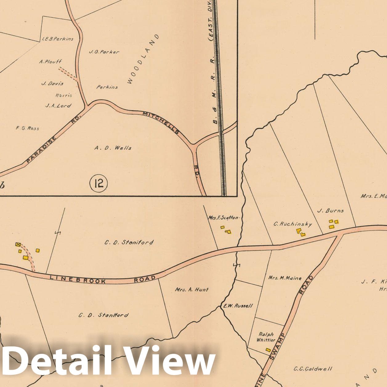 Historic Map : Atlas Towns of Topsfield, Ipswich, Essex, Hamilton and Wenham, Essex County, MA, Ipswich 1910 Plate 014 , Vintage Wall Art