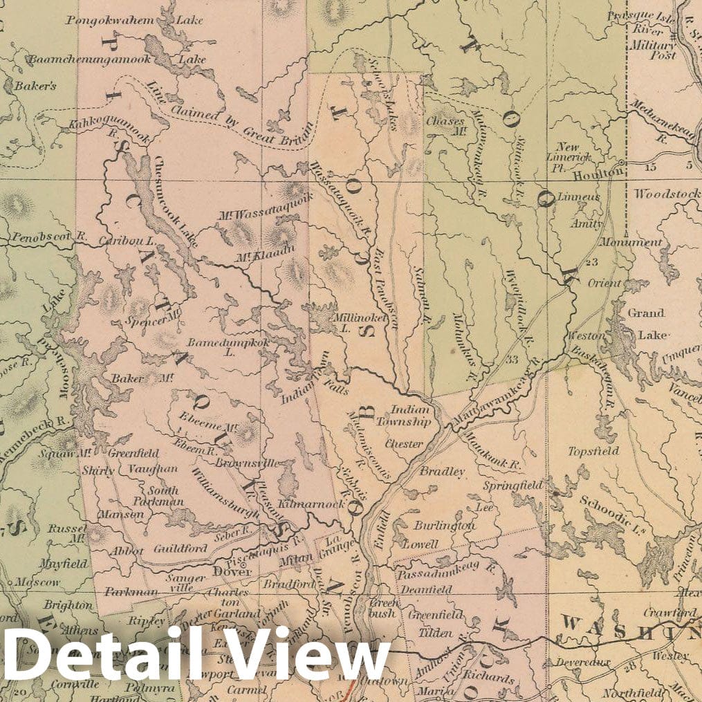 Historic Map : Maine 1850 , Vintage Wall Art