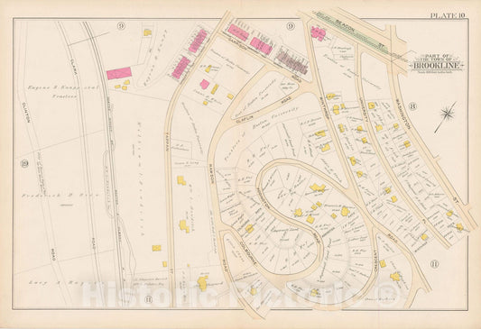 Historic Map : Atlas Town of Brookline, Brookline 1893 Plate 010 , Vintage Wall Art