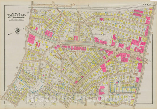 Historic Map : Atlas City of Boston, Dorchester, Dorchester 1933 Plate 006 , Vintage Wall Art
